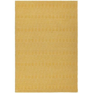 Sloan Modern Duo-Tone Geometric Diamond Hand-Woven Soft-Touch Durable Textured Wool & Cotton Blend Flatweave Mustard/Cream Rug-Asiatic Carpets-Rug Love - The Most Loved Rug Store